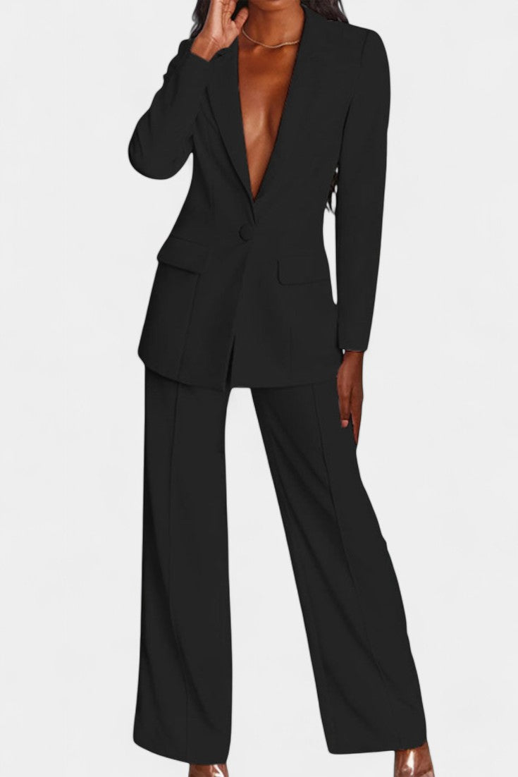 Marnie Ensemble Blazer Structuré et Pantalon Taille Haute