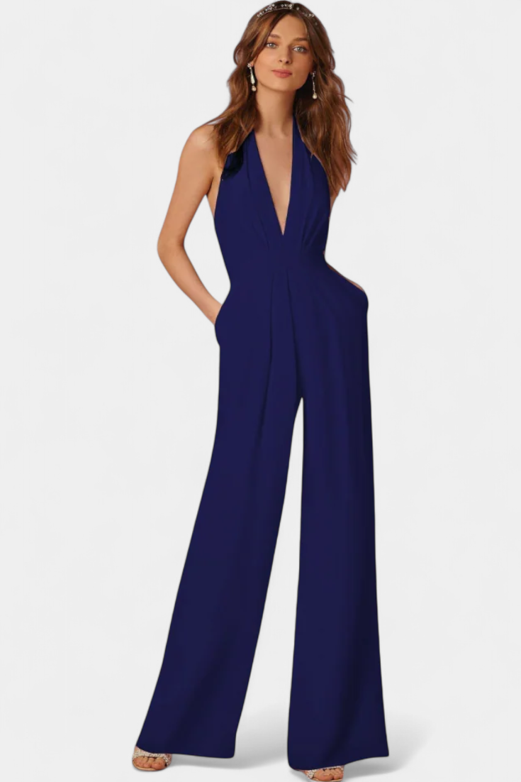 Lila Combinaison à Jambes Larges et Silhouette Élancée