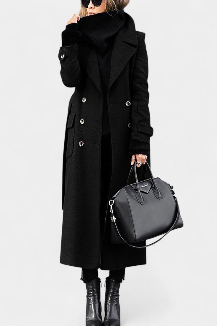 Franka Manteau Long en Laine à Coupe Ajustée et Double Boutonnage Élégant