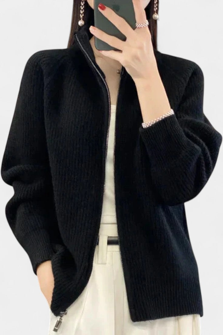 Chelsea Cardigan Zippé en Tricot Structuré
