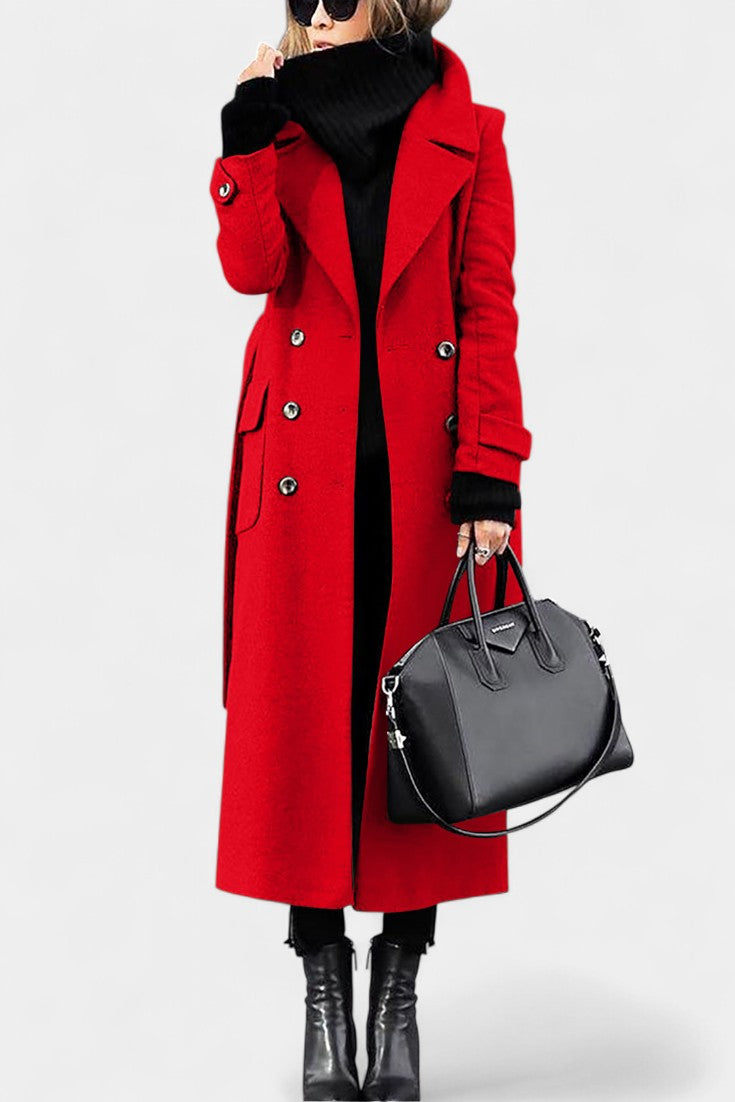 Franka Manteau Long en Laine à Coupe Ajustée et Double Boutonnage Élégant