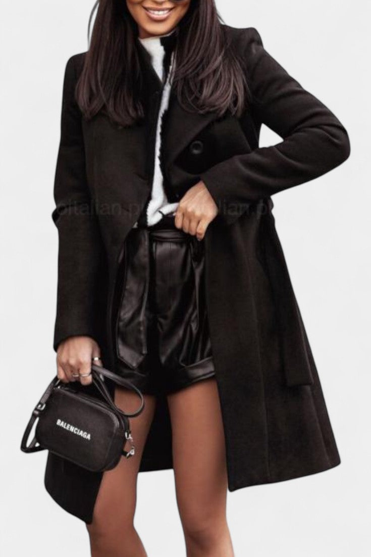 Kaya Manteau Trench Long à Silhouette Droite avec Ceinture