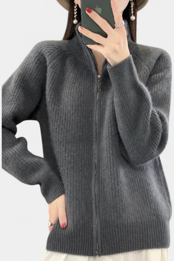 Chelsea Cardigan Zippé en Tricot Structuré