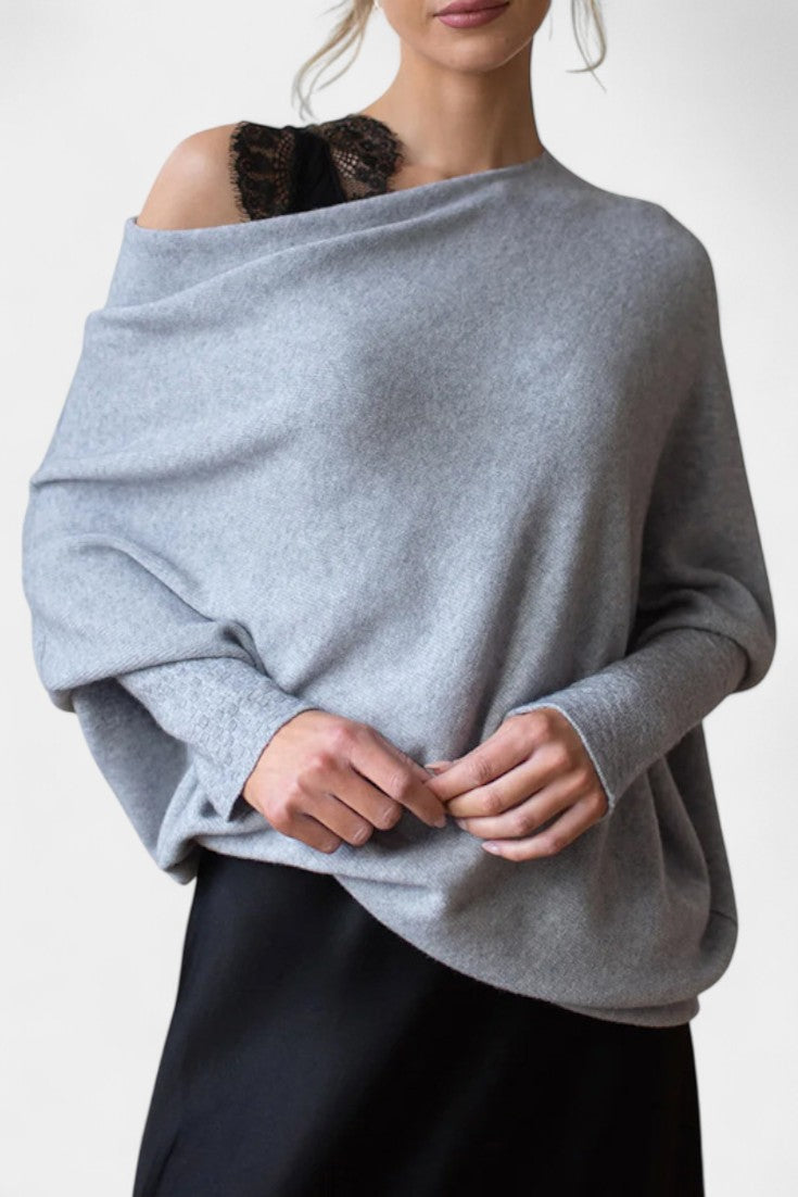Anna Pull Off-Shoulder Décontracté en Maille Douce