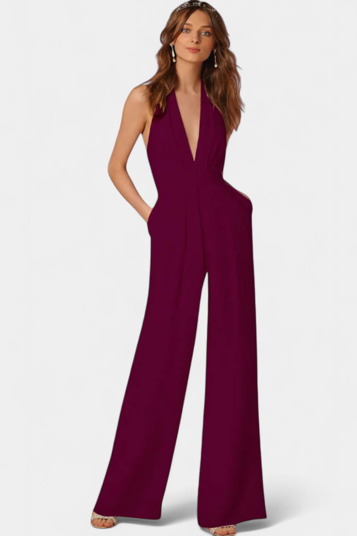 Lila Combinaison à Jambes Larges et Silhouette Élancée