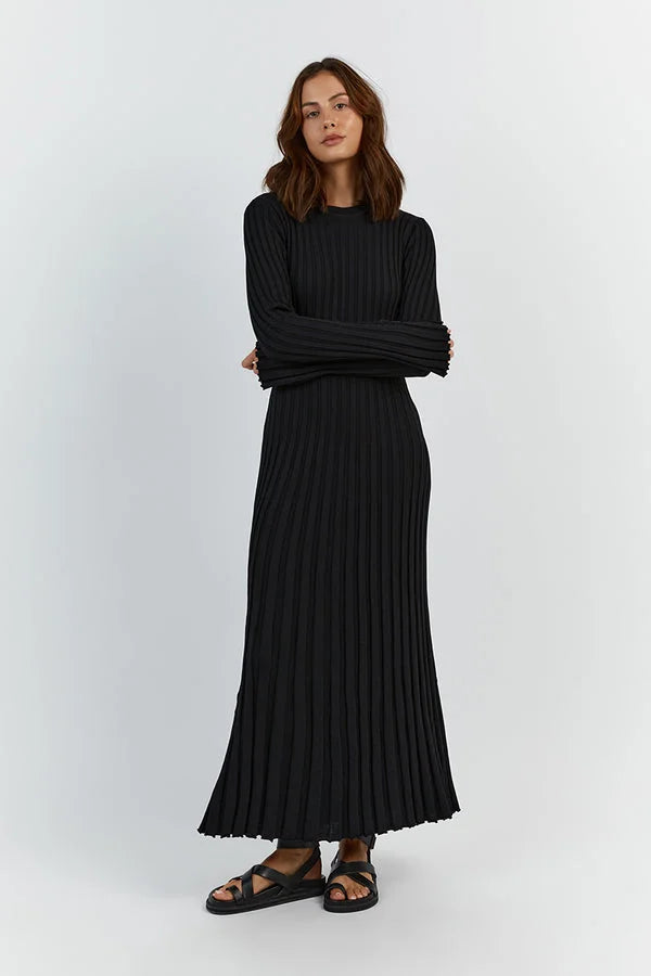 Darla Robe Midi en Maille Côtelée avec Ceinture Ajustable