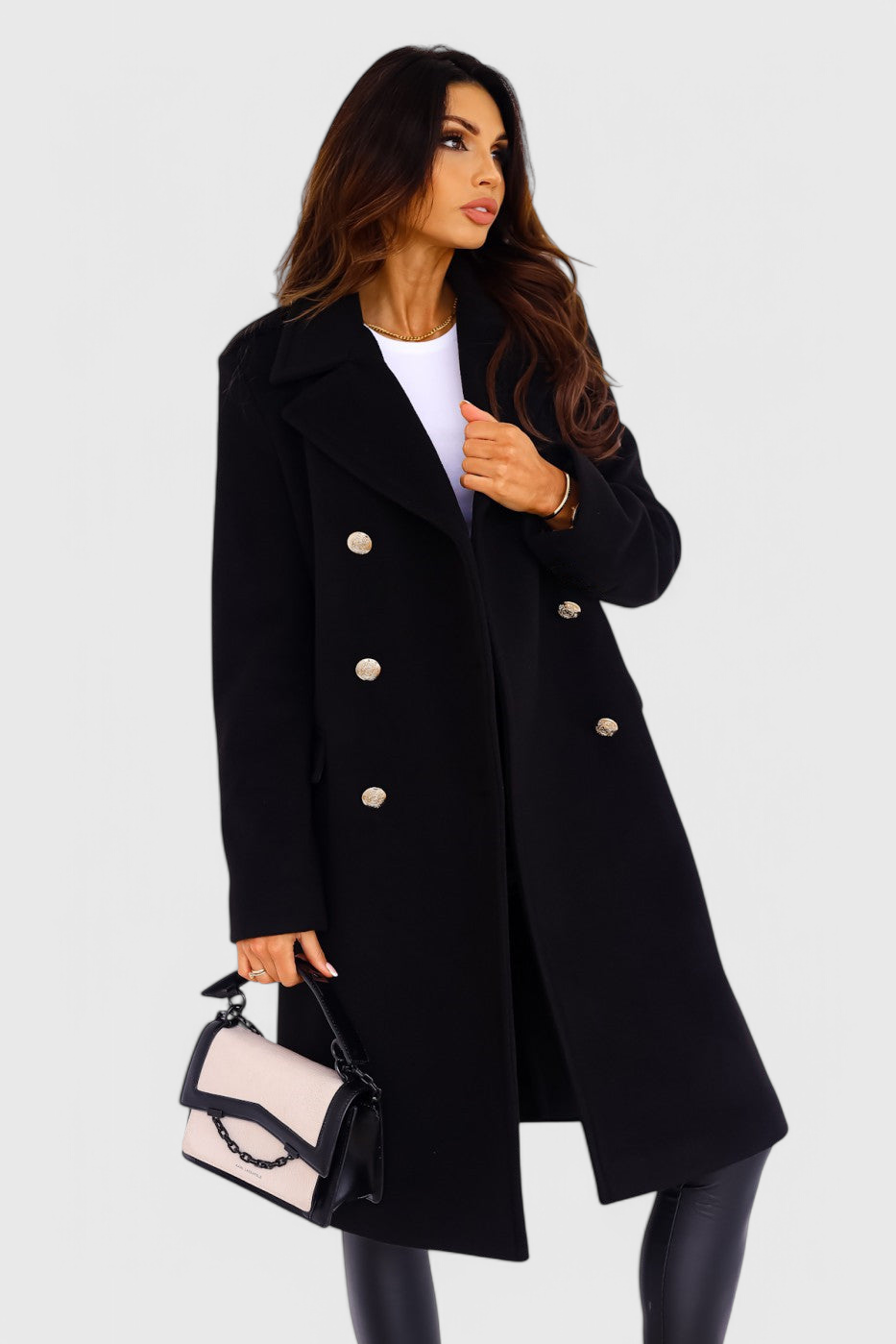 Yara Manteau Clair en Laine à Double Boutonnage et Coupe Cintrée