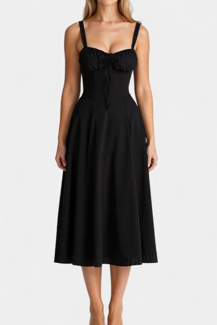 Flora Robe Midi Corset à Décolleté en Cœur et Jupe A-Line