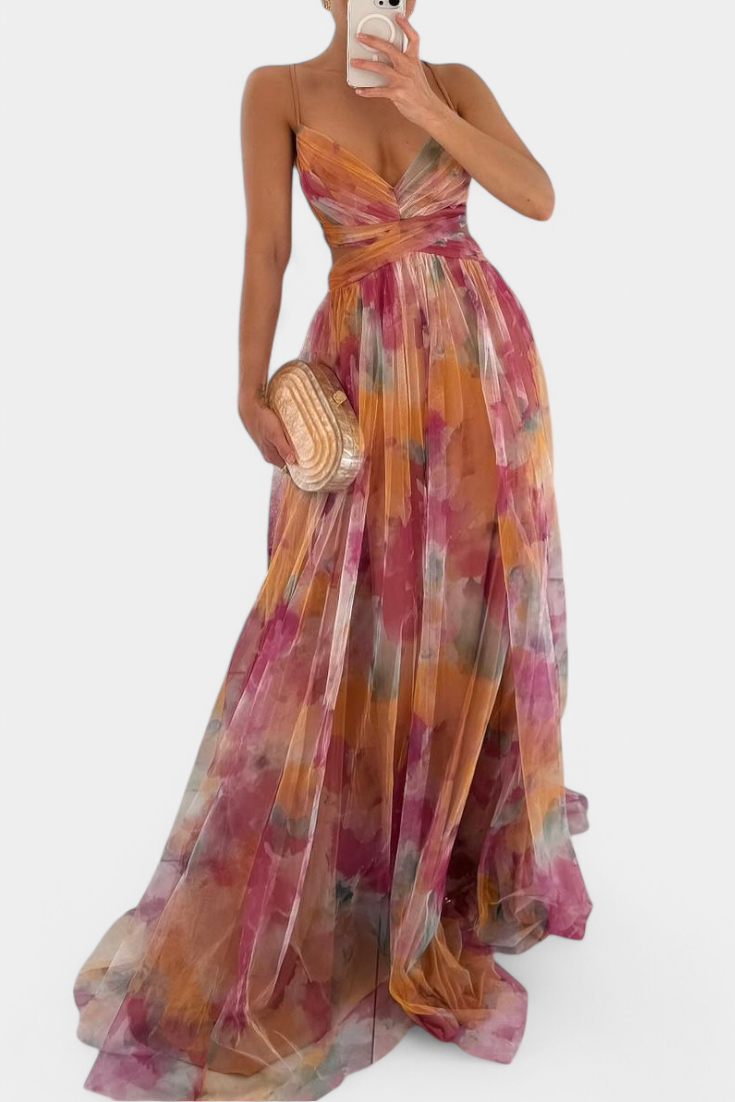 Ingrid Robe Longue à Imprimé Floral et Décolleté en V