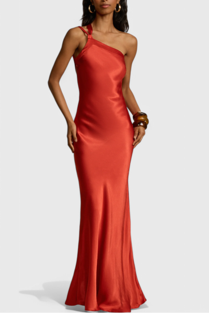 Lucra Robe Asymétrique Longue à Dos Nu Brillant
