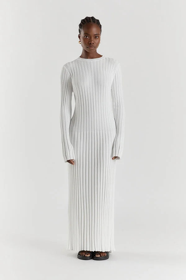 Darla Robe Midi en Maille Côtelée avec Ceinture Ajustable