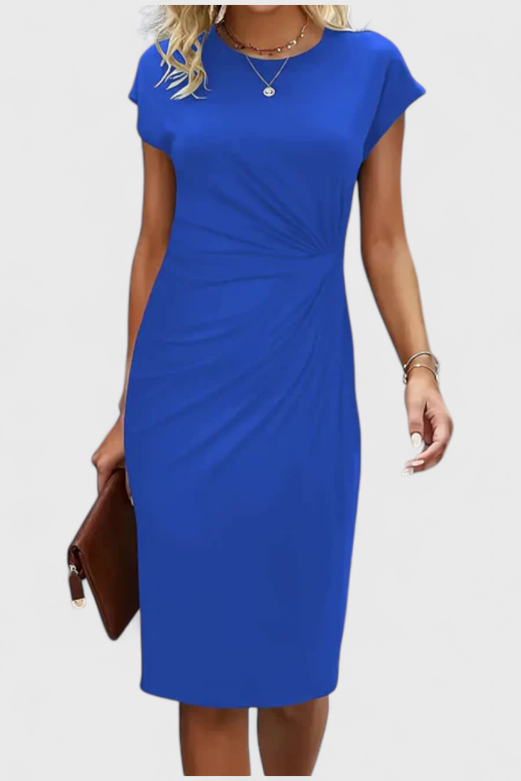 Katrina Robe Midi Ajustée à Détail Drapé
