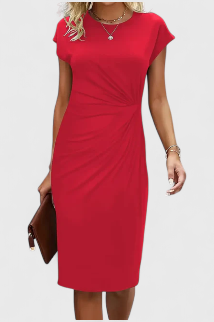 Katrina Robe Midi Ajustée à Détail Drapé