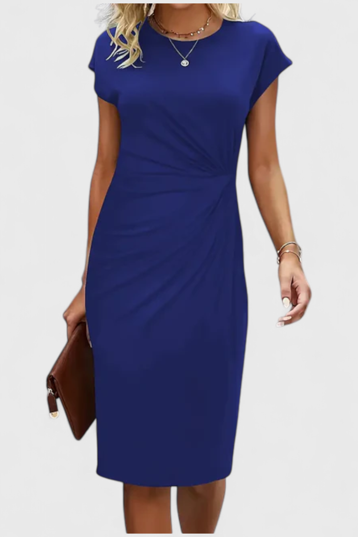 Katrina Robe Midi Ajustée à Détail Drapé
