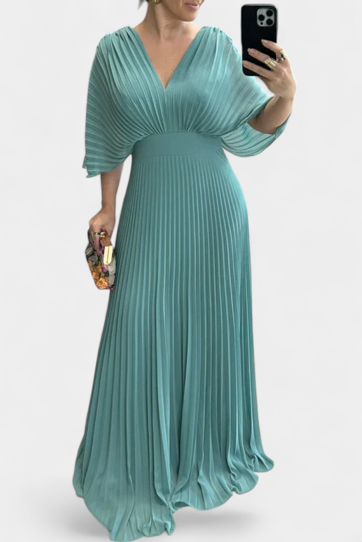 Odele Robe Plissée à Décolleté en V et Dos Nu Noué