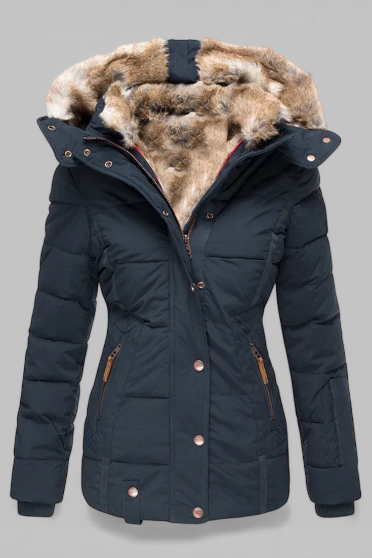 Evelyn Veste d’Hiver à Fausse Fourrure et Capuche Ajustable
