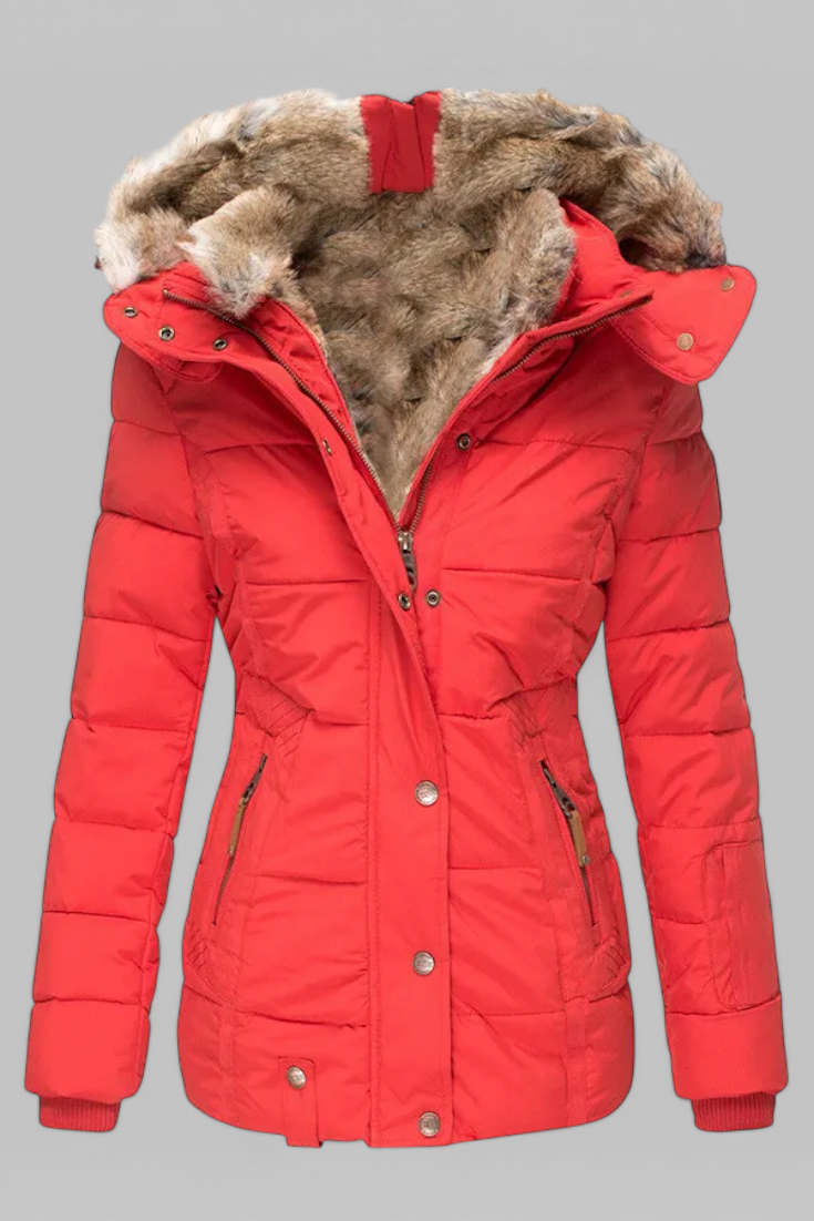 Evelyn Veste d’Hiver à Fausse Fourrure et Capuche Ajustable