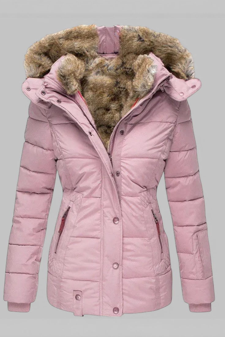 Evelyn Veste d’Hiver à Fausse Fourrure et Capuche Ajustable