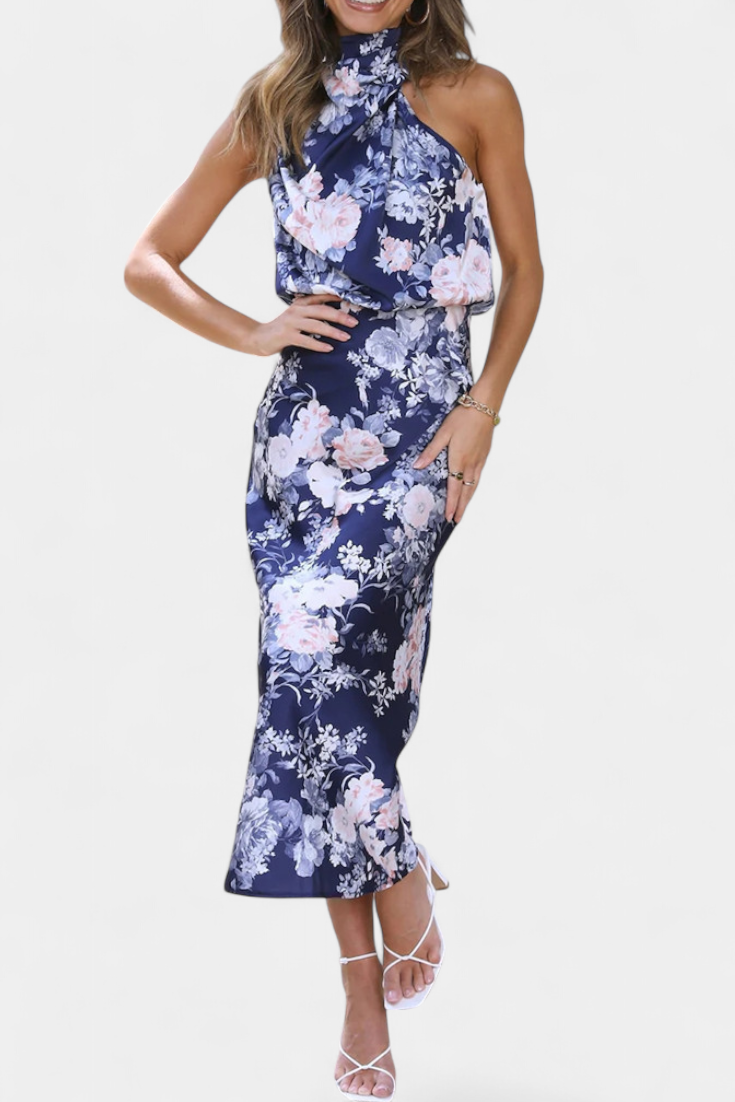 Lisa Robe à Col Halter et Imprimé Floral
