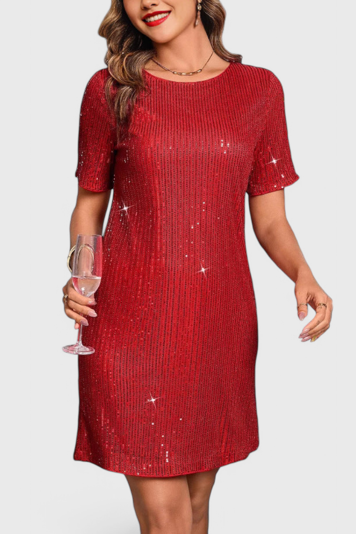 Loreen Robe Courte à Paillettes et Coupe Décontractée
