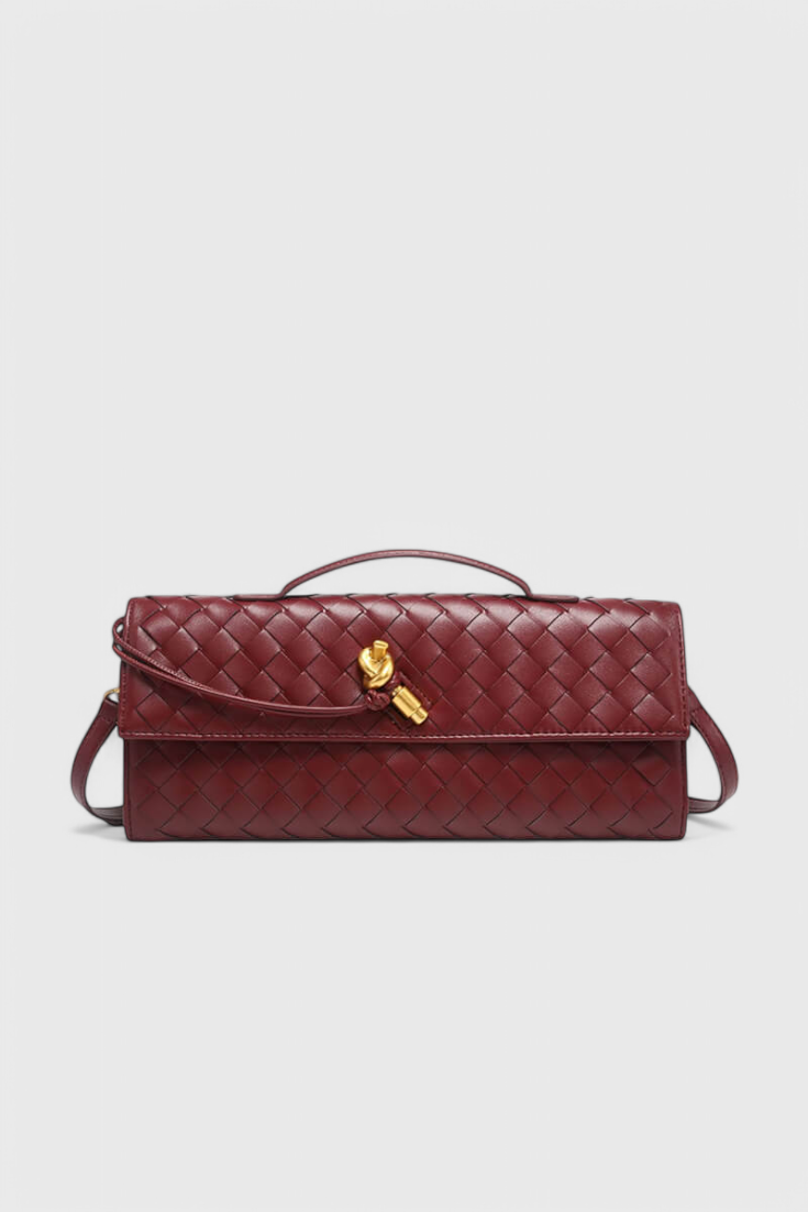Melanie Clutch Fine à Nœud Doré et Bandoulière Polyvalente