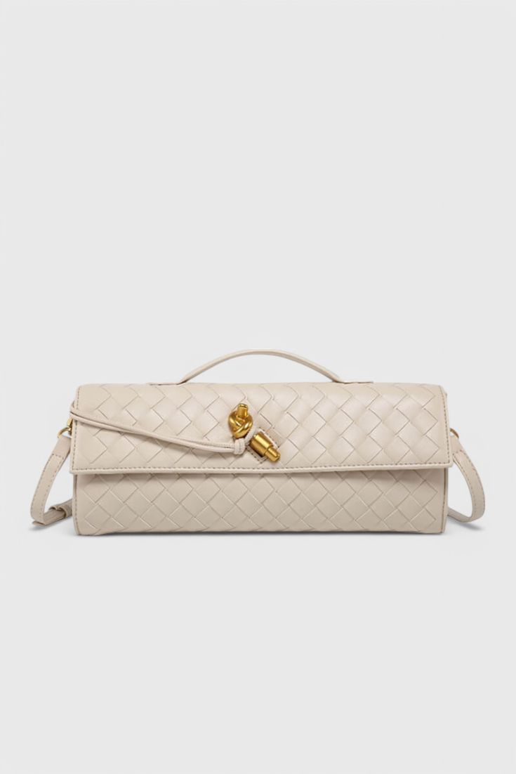 Melanie Clutch Fine à Nœud Doré et Bandoulière Polyvalente