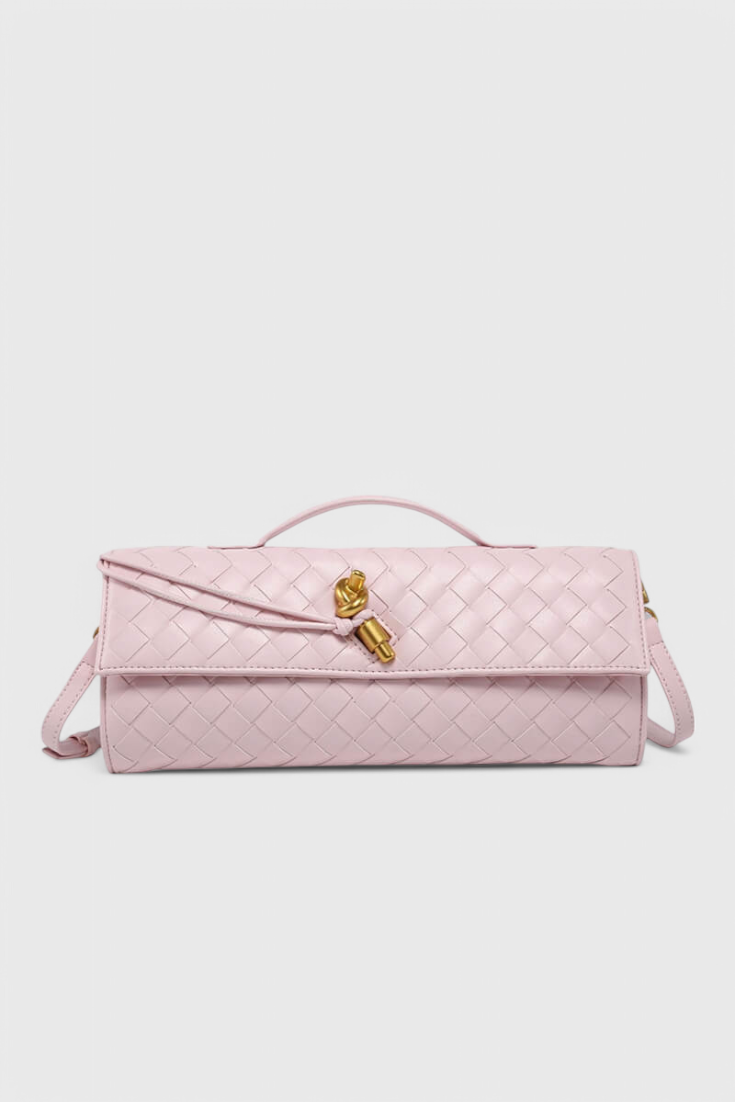 Melanie Clutch Fine à Nœud Doré et Bandoulière Polyvalente