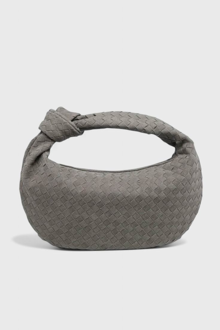 Lila Sac en Daim Tissé avec Détail de Nœud Sculptural