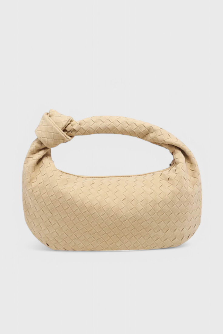 Lila Sac en Daim Tissé avec Détail de Nœud Sculptural