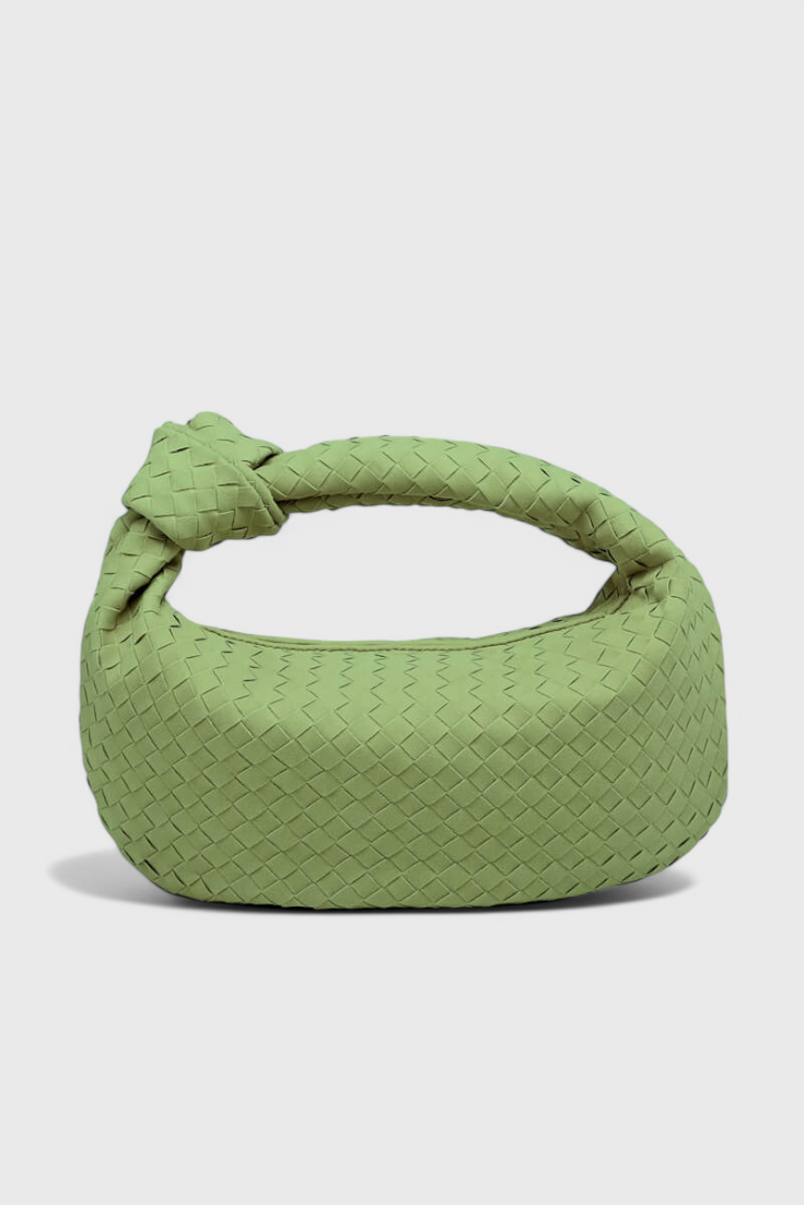 Lila Sac en Daim Tissé avec Détail de Nœud Sculptural