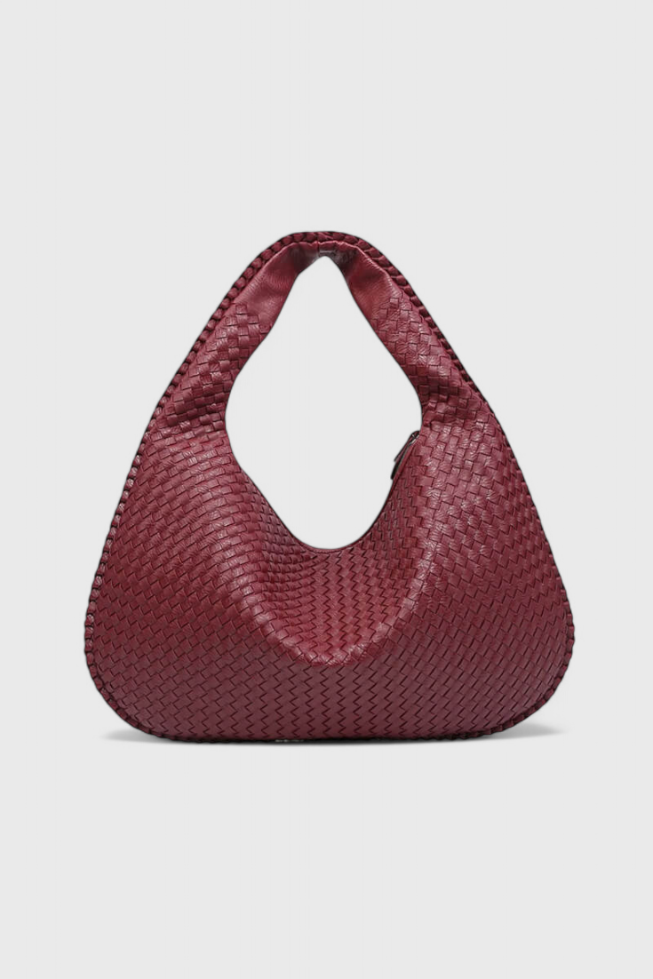 Tilly Sac à Bandoulière en Cuir Vegan Tressé et Détails Argentés