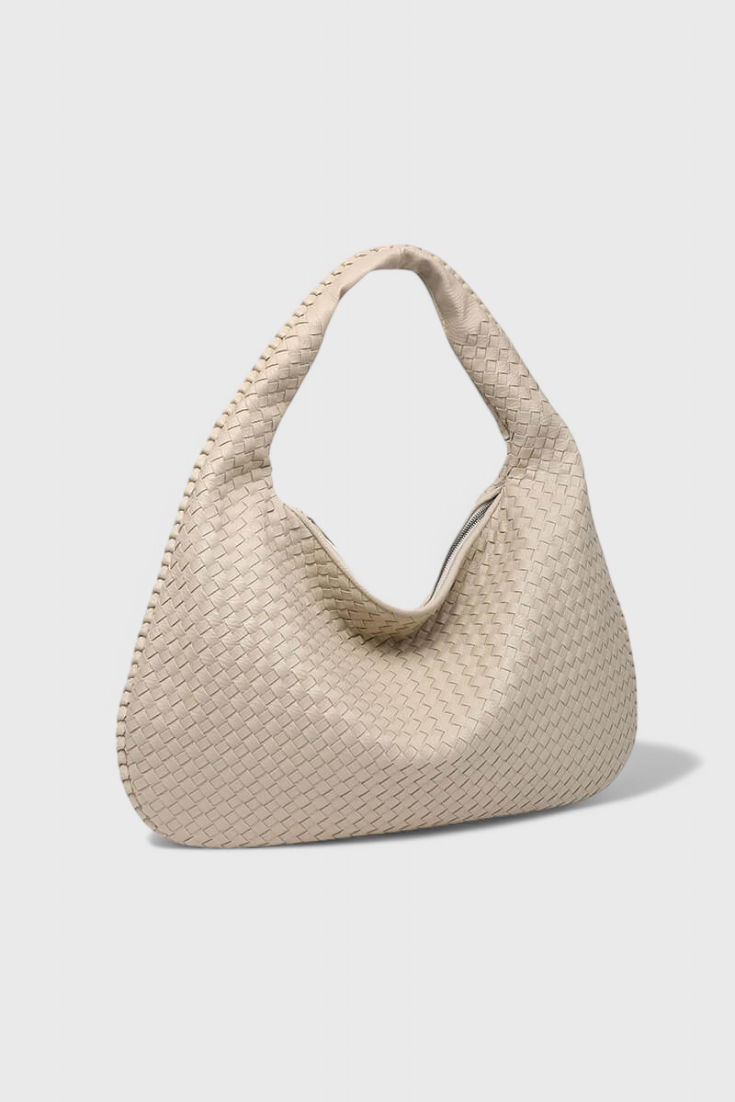 Tilly Sac à Bandoulière en Cuir Vegan Tressé et Détails Argentés