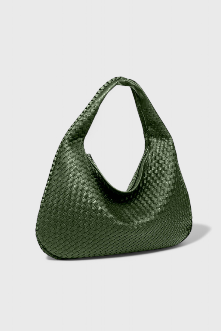 Tilly Sac à Bandoulière en Cuir Vegan Tressé et Détails Argentés