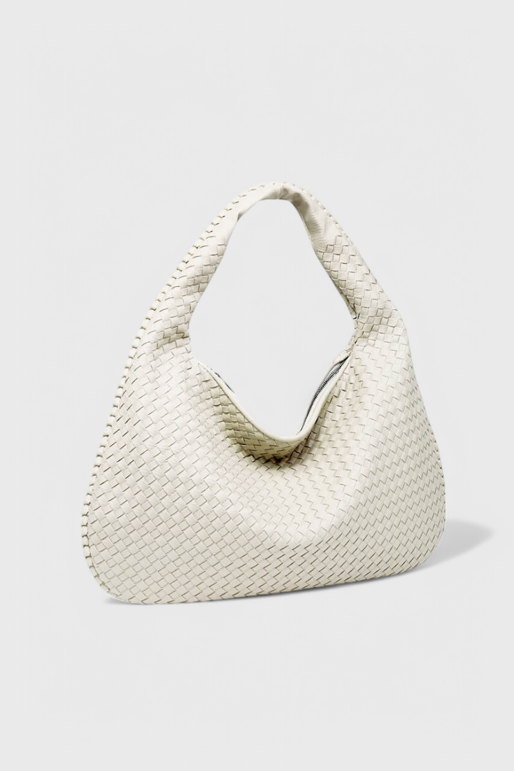 Tilly Sac à Bandoulière en Cuir Vegan Tressé et Détails Argentés