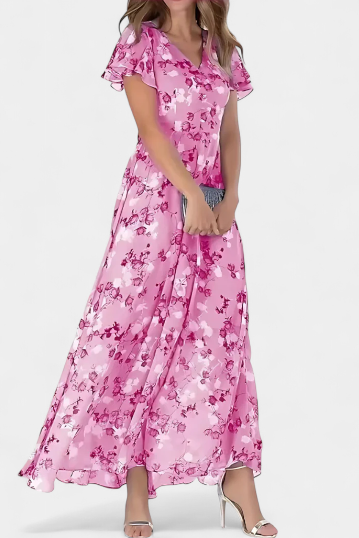 Amara Robe Maxi à Imprimé Floral et Décolleté en V