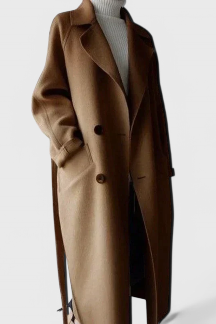 Clara Manteau Long en Laine Structurée à Silhouette Raffinée