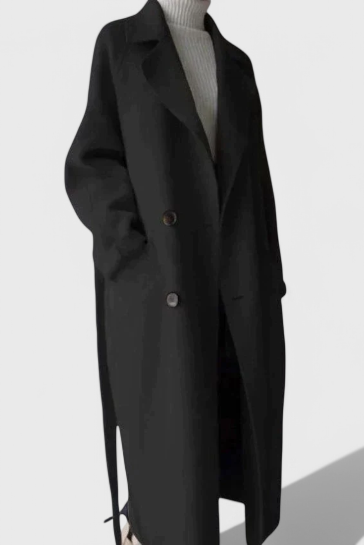 Clara Manteau Long en Laine Structurée à Silhouette Raffinée