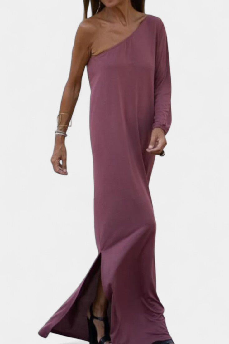 Maddie Robe Asymétrique à Une Épaule et Drapé Fluide