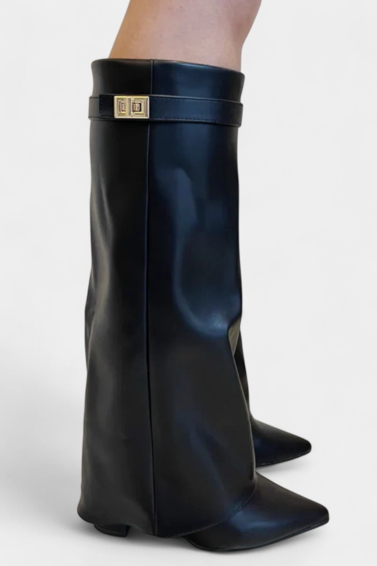 Raya Bottes à Talon Bloc et Silhouette Mi-Genou