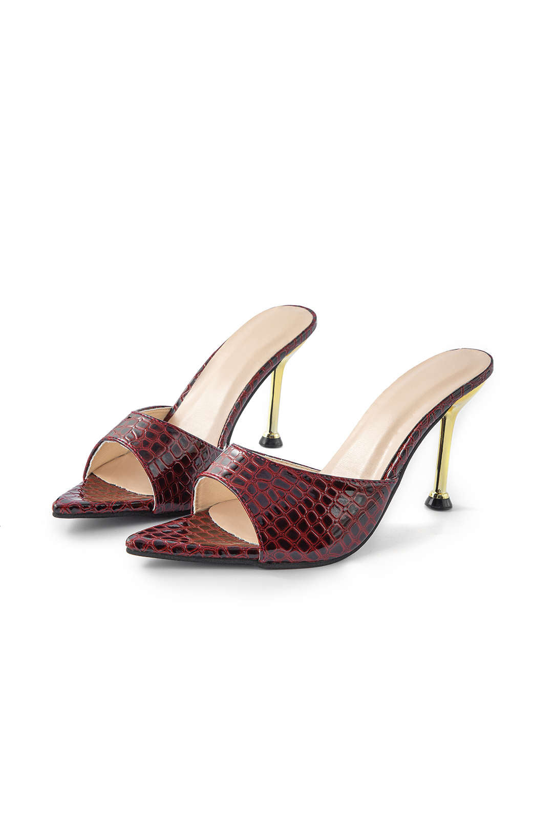 Sandales à talons hauts ouvertes sans bride à la cheville