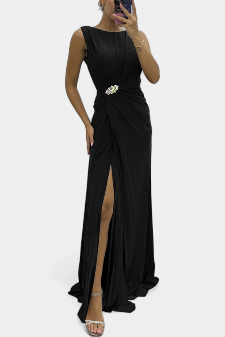 Shiloh Robe Longue Plissée à Décolleté Croisé