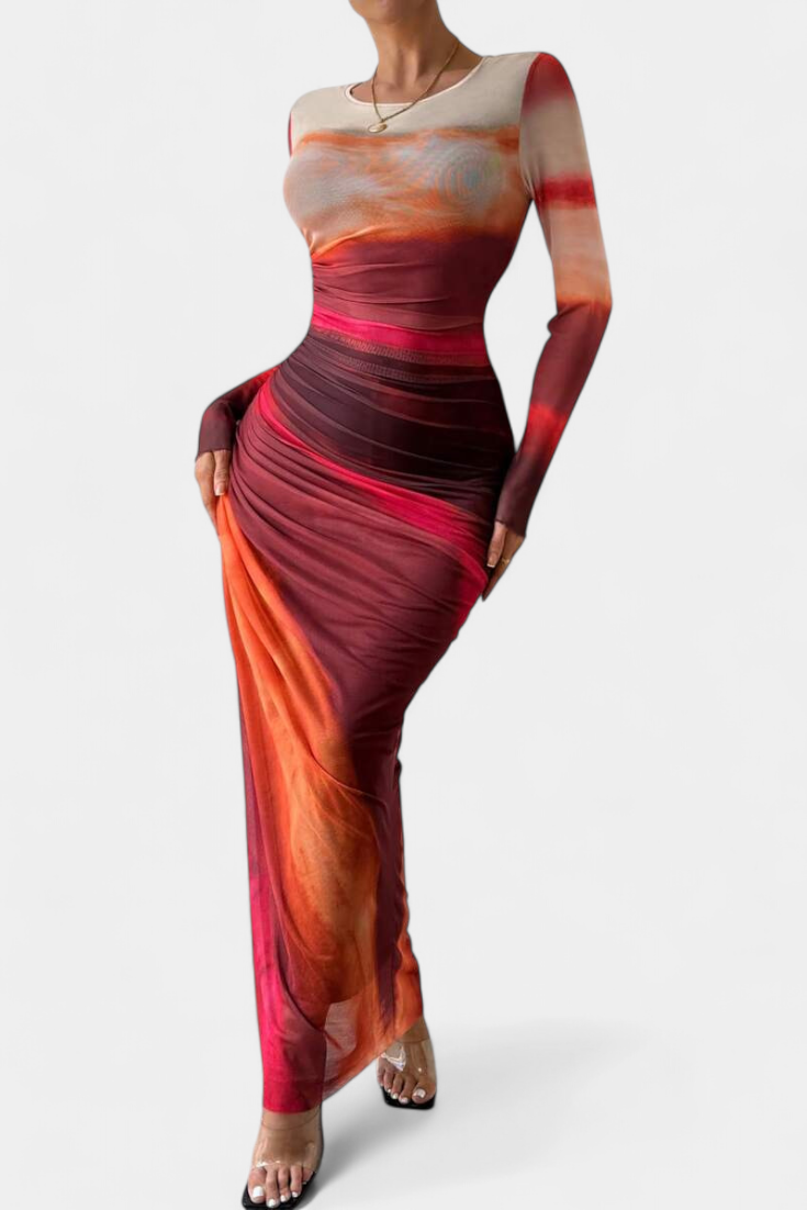 Galene Robe Cape Longue à Ourlet Asymétrique
