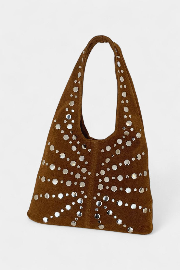 Nerina Sac Shopper à Clous Argentés et Motif Géométrique