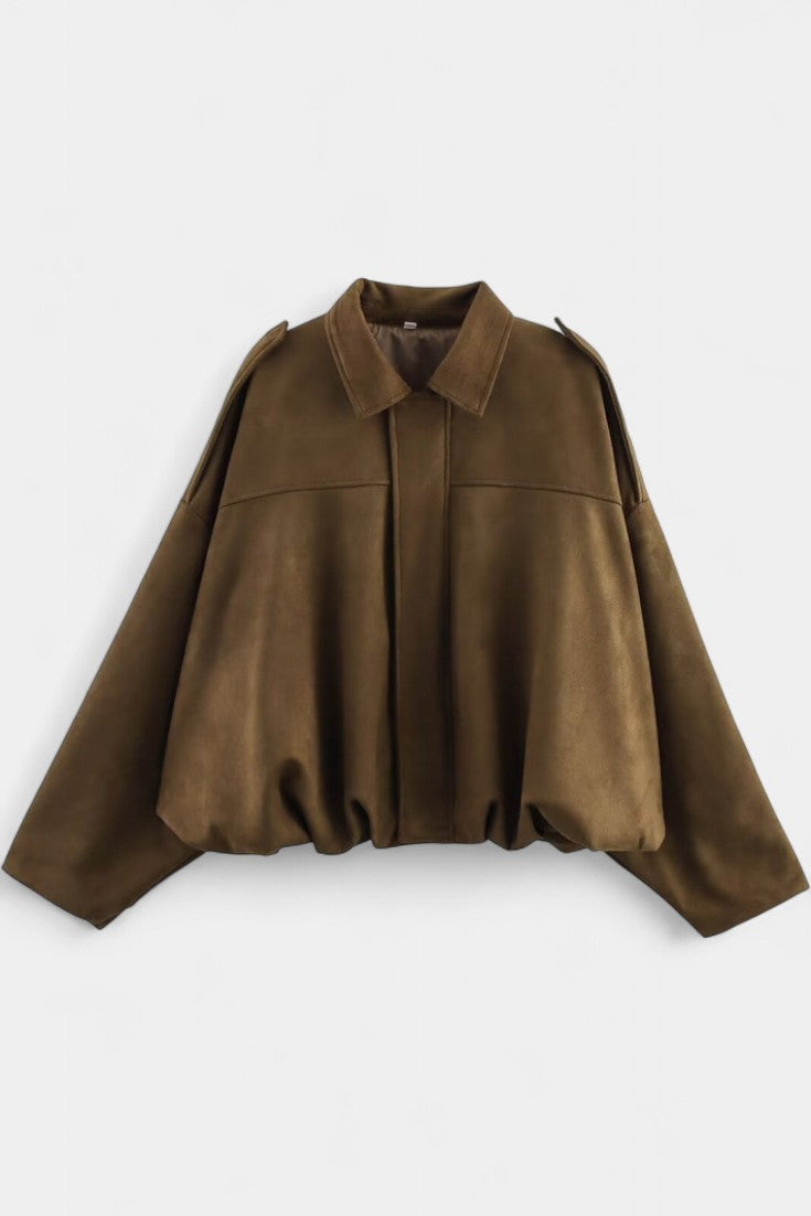 Monnie Bomber Oversize en Suède à Épaules Structurées