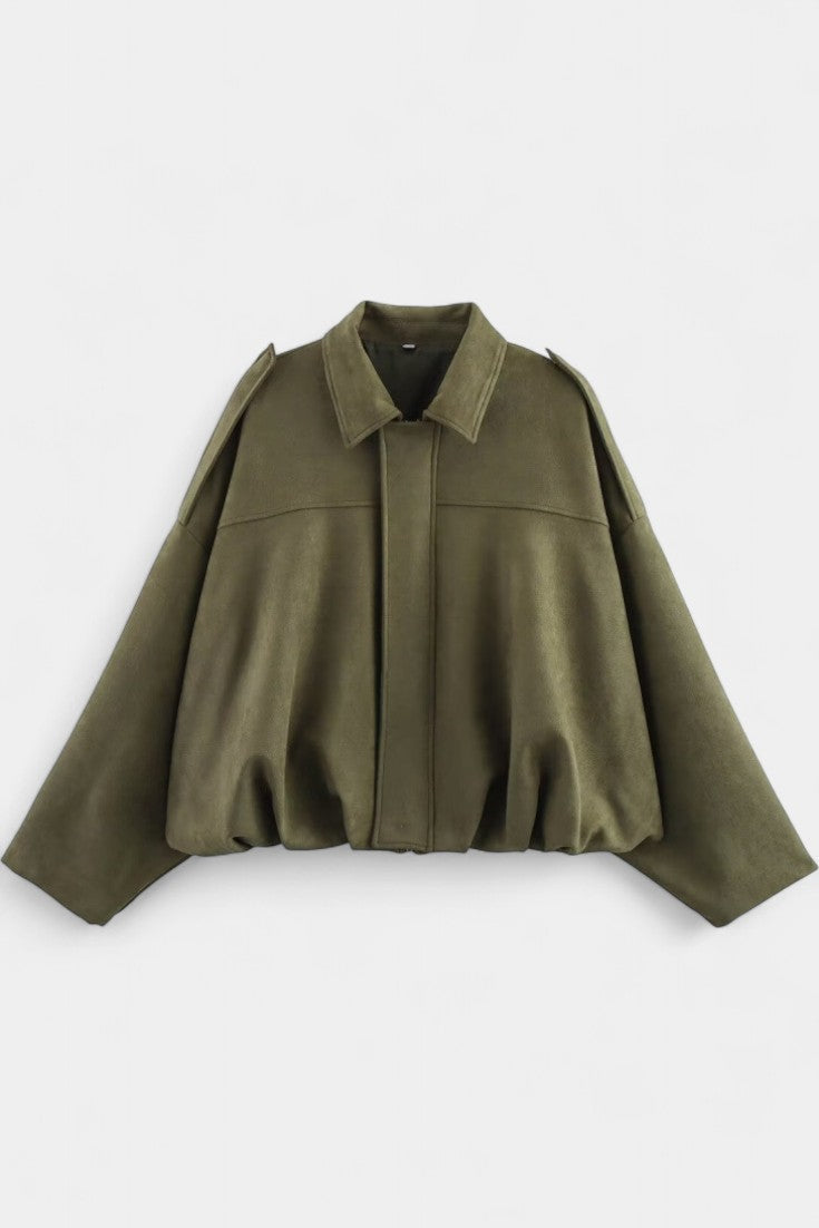 Monnie Bomber Oversize en Suède à Épaules Structurées