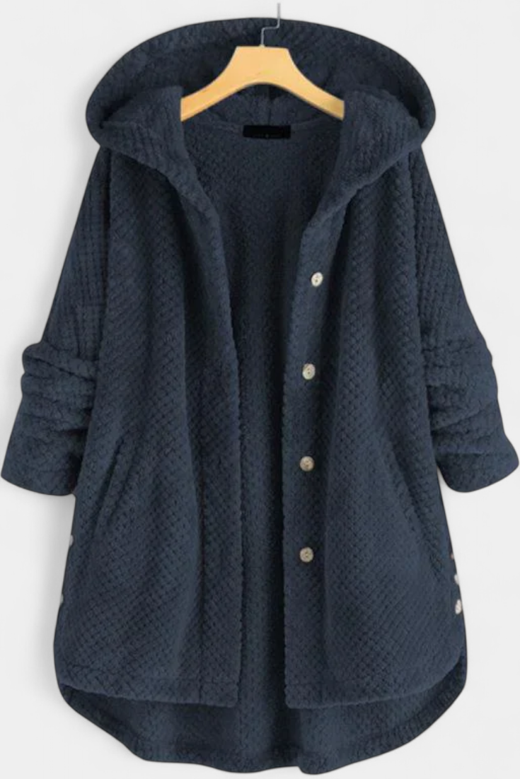 Taia Manteau en Velours Côtelé avec Capuche Enveloppante