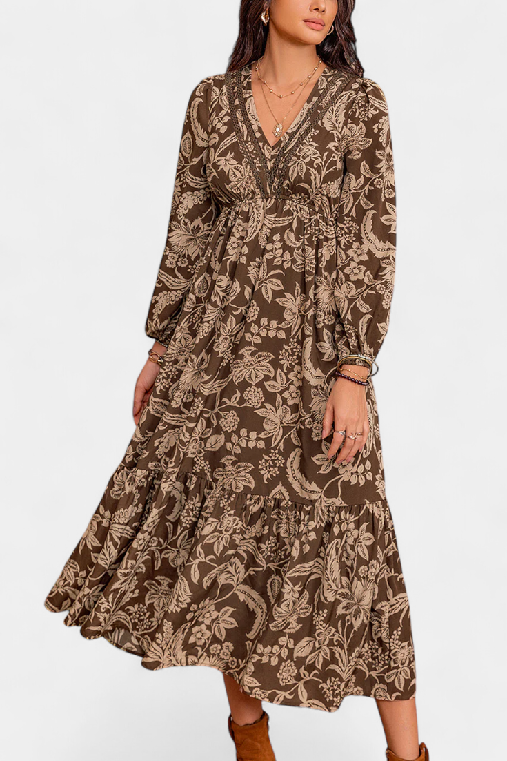 Lunetta Robe Plissée à Manches Bouffantes et Taille Froncée