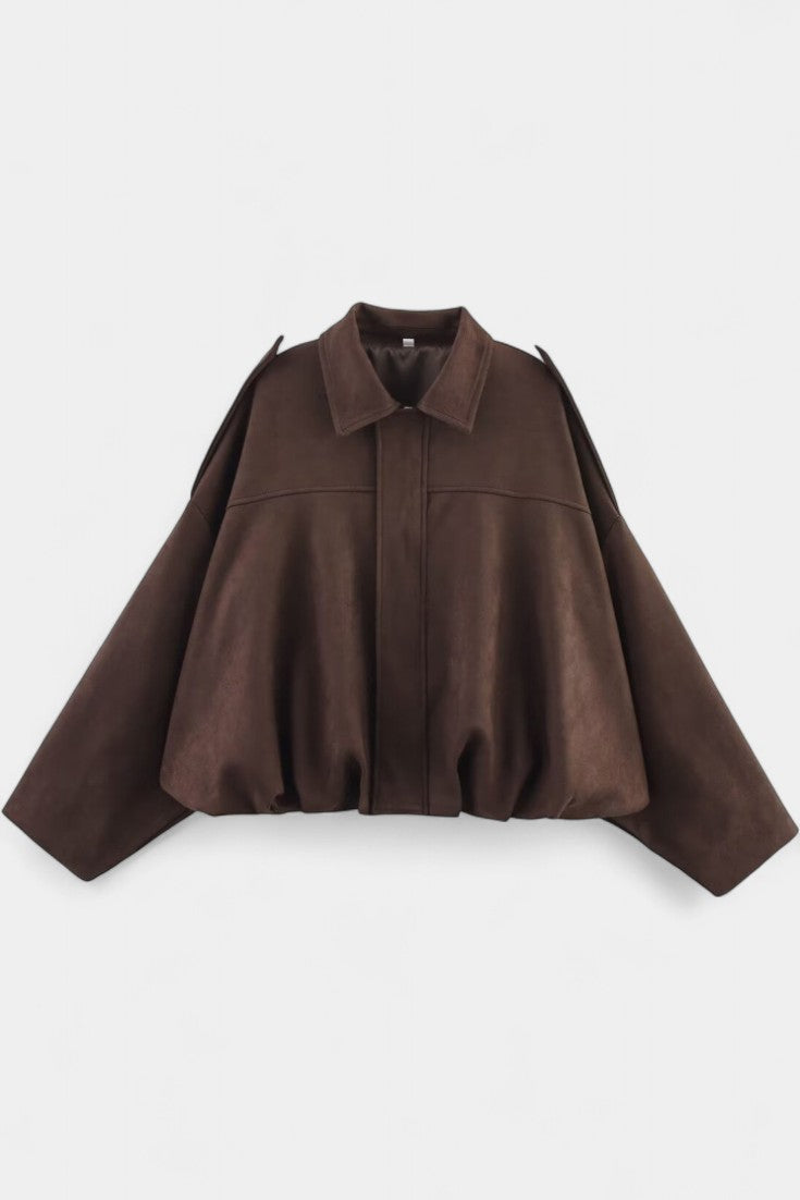 Monnie Bomber Oversize en Suède à Épaules Structurées