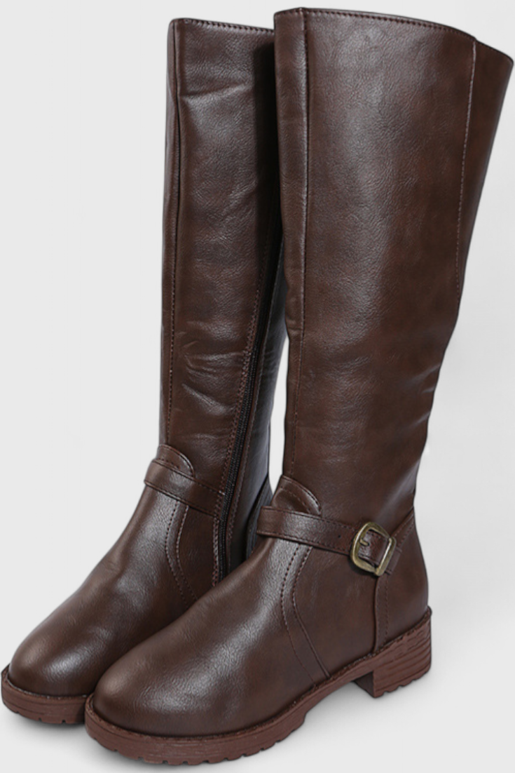 Sienna Bottes Hautes à Boucle et Fermeture Éclair