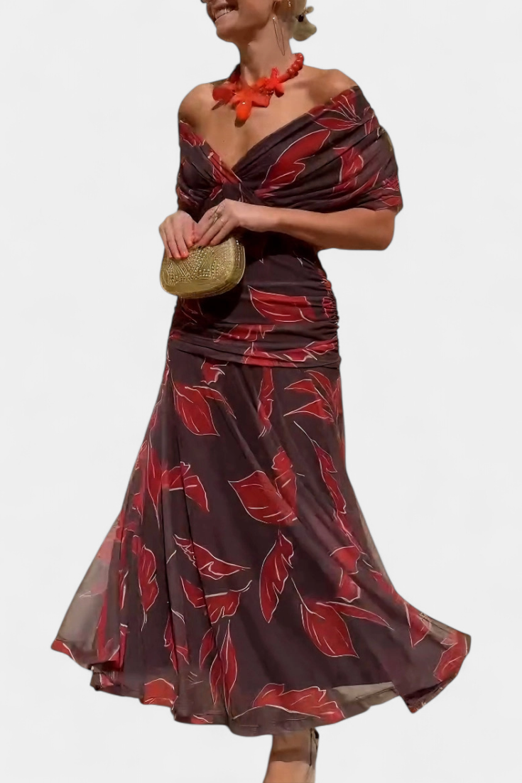Alondra Robe Longue à Imprimé Floral et Taille Plissée